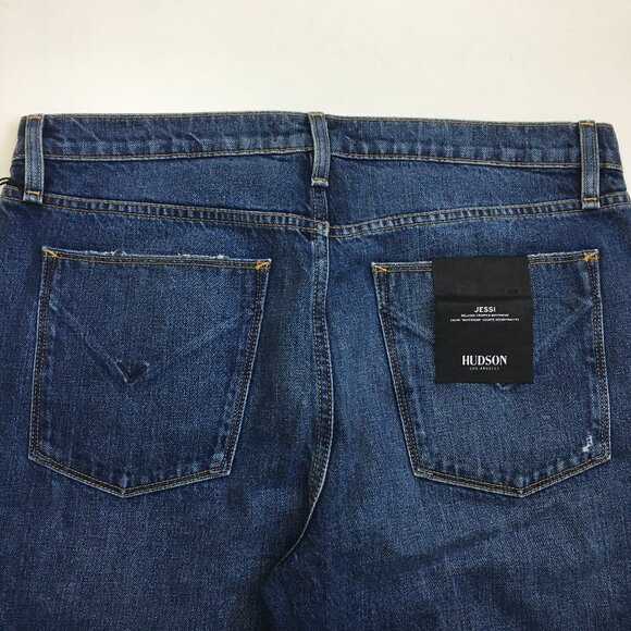 NWT HUDSON Med/Dark Wash JESSI Relaxed Cropped Boyfriend 5 Pocket Jeans - Picture 10 of 13